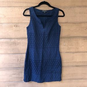 Navy eyelet sleeveless sheath dress - size 2